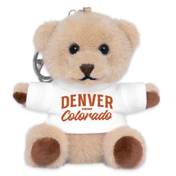 Denver Colorado Retro Script Logo - Teddy Keyring - white - Front