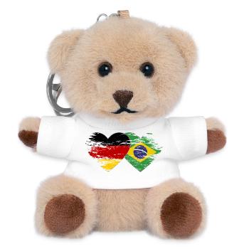 Deutschland Brasilien Flagge used Herz - Teddy Schlüsselanhänger - Weiß - Vorne