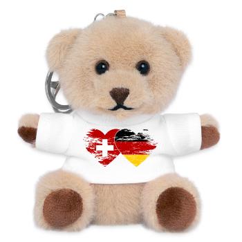 Switzerland Germany Flag used heart - Teddy Keyring - white - Front