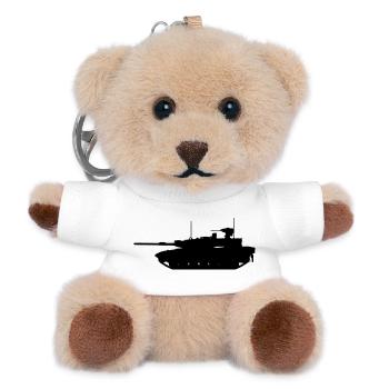 Military tank - Teddy Keyring - white - Front