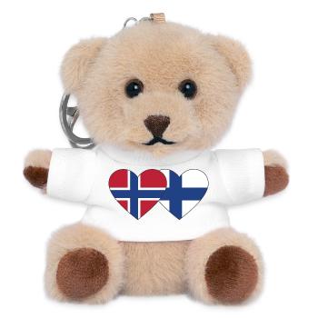 Norwegen Finnland Flagge Herz - Teddy Schlüsselanhänger - Weiß - Vorne