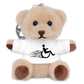 Rollstuhlsymbol mit Flammen * - Teddy Schlüsselanhänger - Weiß - Vorne