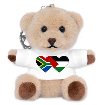 South Africa Palestine Flag Heart - Teddy Keyring - white - Front