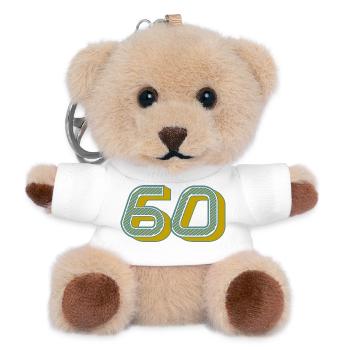 60. 60 YEARS. 60th ANNIVERSARY. 60TH BIRTHDAY. - Teddy Keyring - white - Front