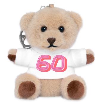 60. 60 YEARS. 60th ANNIVERSARY. 60TH BIRTHDAY. - Teddy Keyring - white - Front
