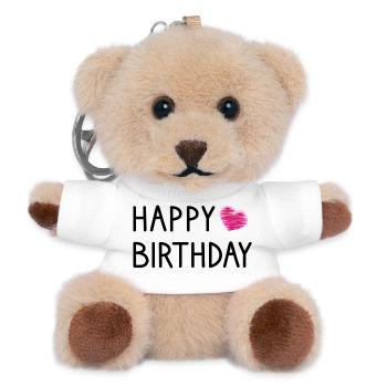 HAPPY BIRTHDAY. JOYEUX ANNIVERSAIRE. ANNIVERSAIRE. - Porte-clés ourson - blanc - Devant