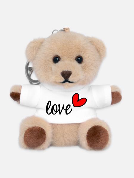 JE T'AIME. LOVE. COUPLE. JUST MARRIED. EVJF - Porte-clés ourson - blanc