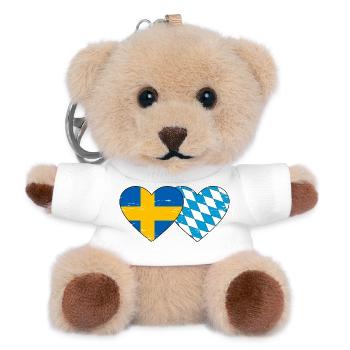 Sweden Bavaria Flag Heart Used - Teddy Keyring - white - Front