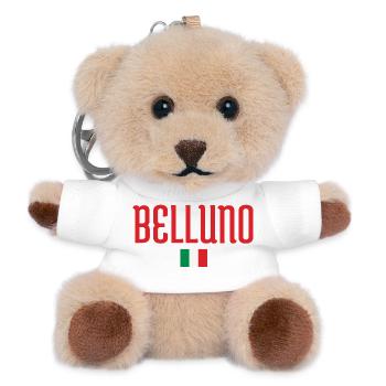 Belluno Italien Flagge - Künstlerisches Typografie-Design - Teddy Schlüsselanhänger - Weiß - Vorne