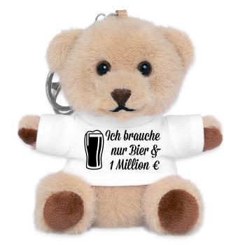 Ich brauche Bier und 1 Million Euro - Teddy Schlüsselanhänger - Weiß - Vorne