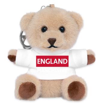 Englisches Manchester-Motiv mit Skyline der Stadt - Teddy Schlüsselanhänger - Weiß - Vorne