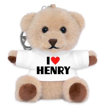 I love Henry Red Heart Love Fan Gift - Teddy Keyring - white - Front