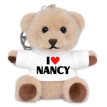 I love Nancy Red Heart Love Fan Gift - Teddy Keyring - white - Front