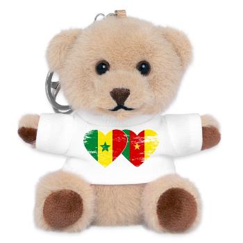 Sénégal Cameroun Drapeau Mains Coeur Utilisé - Porte-clés ourson - blanc - Devant