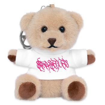 Pinker Strassburg Graffiti Schriftzug - Teddy Schlüsselanhänger - Weiß - Vorne