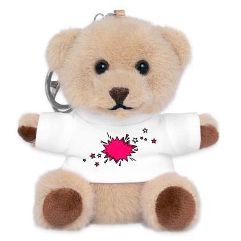 Comic Element in schwarz und pink - Teddy Schlüsselanhänger - Weiß - Vorne