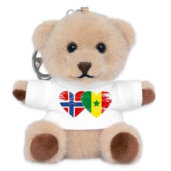 Norvège Sénégal Drapeau Coeur - Porte-clés ourson - blanc - Devant