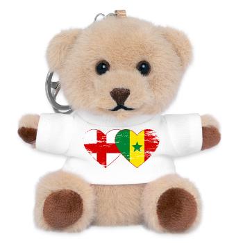 England Senegal Flag Hands Heart Shape Used - Teddy Keyring - white - Front