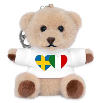 Sweden Italy Flag Hands Heart Shape - Teddy Keyring - white - Front
