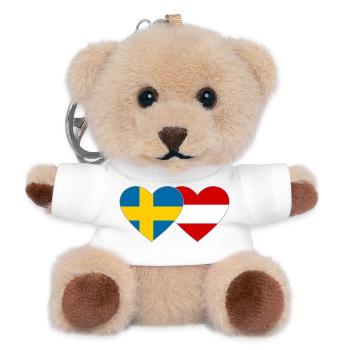 Sweden Austria Flag Heart - Teddy Keyring - white - Front