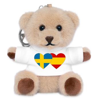 Sweden Spain Flag Heart - Teddy Keyring - white - Front