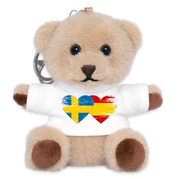 Sweden Spain Flag Heart used - Teddy Keyring - white - Front