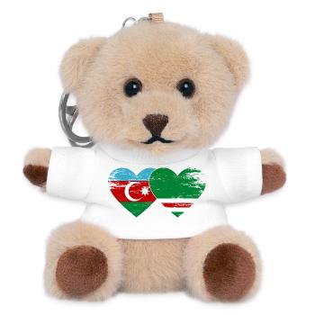 Aserbaidschan Tschetschenien Flagge Herz used - Teddy Schlüsselanhänger - Weiß - Vorne