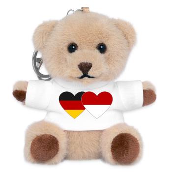 Germany Indonesia Flag Heart - Teddy Keyring - white - Front