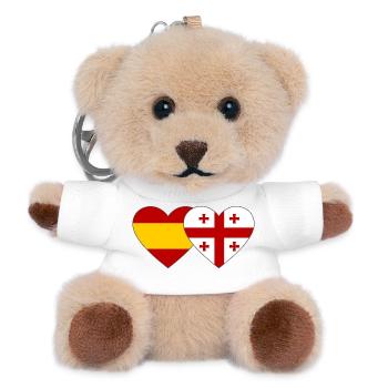 Espagne Géorgie Drapeaux Cœur - Porte-clés ourson - blanc - Devant