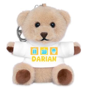 Darian comme prénom - Porte-clés ourson - blanc - Devant