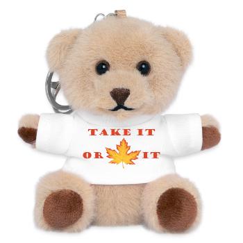 Take It or Leaf It – Orange-Red Maple Leaf Design - Teddy Keyring - white - Front