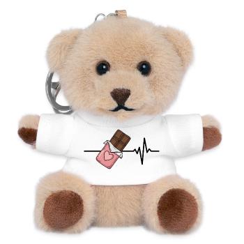 Le chocolat est ma vie, battement de cœur, amour chocolaté - Porte-clés ourson - blanc - Devant