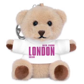 Pink London Typography T-shirt - Teddy Schlüsselanhänger - Weiß - Vorne