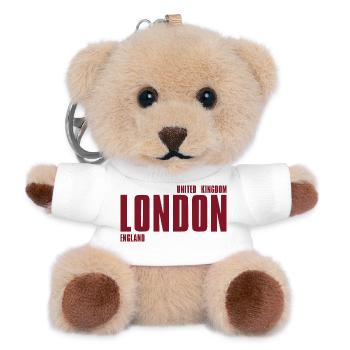 London Typography in Dark Red - Teddy Keyring - white - Front
