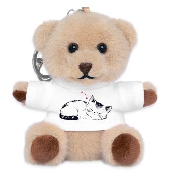 Stuffy sleeping cat - Teddy Keyring - white - Front