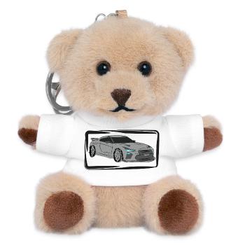 Sports Car Silhouette Neon Accents - Teddy Keyring - white - Front