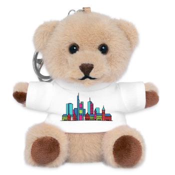 Frankfurter Stadtsilhouette Mainhattan Linienkunst - Teddy Schlüsselanhänger - Weiß - Vorne