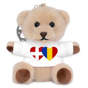 Cœur du drapeau Danemark-Roumanie - Porte-clés ourson - blanc - Devant