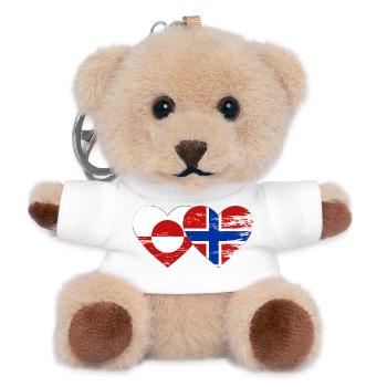 Mains du drapeau du Groenland, Norvège, forme de cœur utilisée - Porte-clés ourson - blanc - Devant