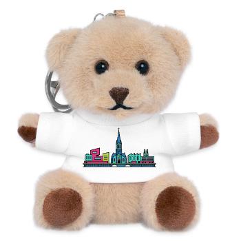 Tilburg City Skyline St Joseph Church Art - Teddy Keyring - white - Front
