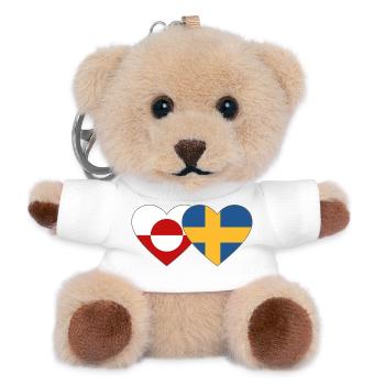Grönland Schweden Flagge Herz - Teddy Schlüsselanhänger - Weiß - Vorne