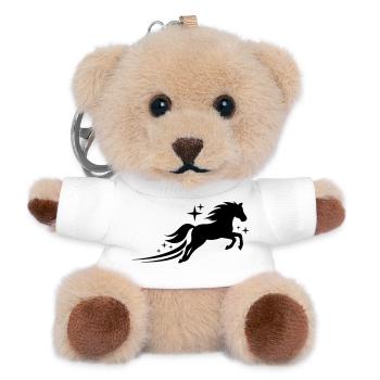 Pferd Galopp Sterne Schwarz Symbol - Teddy Schlüsselanhänger - Weiß - Vorne