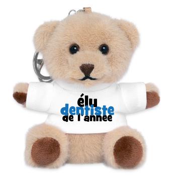 Badge Élu Dentiste de l'Année - Porte-clés ourson - blanc - Devant