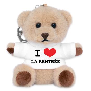J'aime la Rentrée : Motif Scolaire Sortie de Class - Porte-clés ourson - blanc - Devant