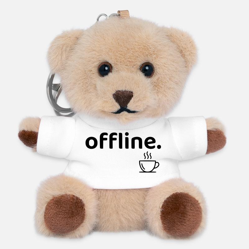 Offline Minimal Coffee Aesthetic Shirt - Teddy Keyring - white