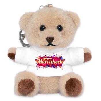 Marrakech au Maroc, Afrique, souvenir vintage - Porte-clés ourson - blanc - Devant
