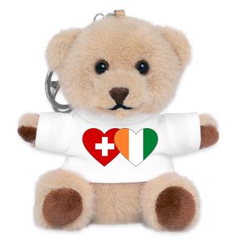 Schweiz Elfenbeinküste Flagge Herz - Teddy Schlüsselanhänger - Weiß - Vorne