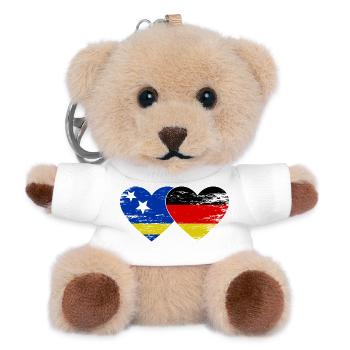 Curacao Germany flag heart used - Teddy Keyring - white - Front