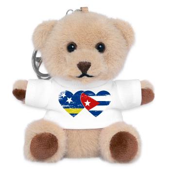 Curacao Cuba flag heart used - Teddy Keyring - white - Front