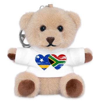 Curacao South Africa Flag Hands Heart Shape - Teddy Keyring - white - Front
